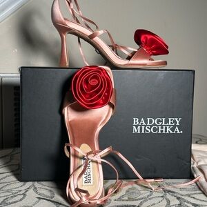 Badgley Mischka Blush and Scarlet Sandals